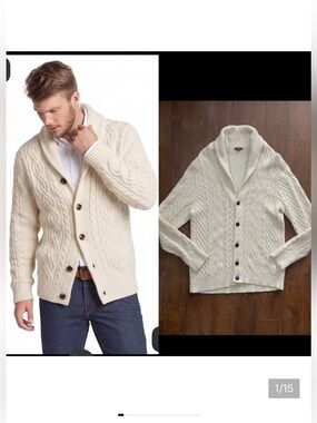 Canadian Brand Benson Men’s Cable Knit Aplaca Wool Cardigan Sweater. XL.
